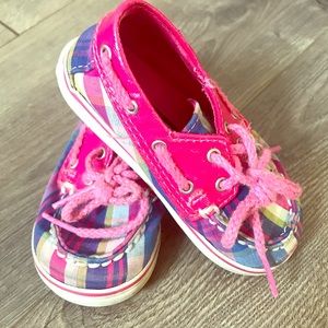 Sperry top sider plaid  baby shoes size 4